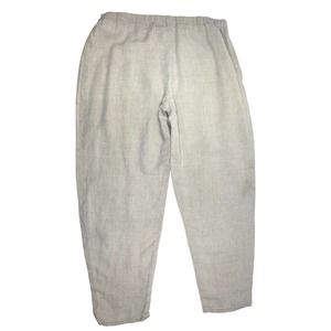 Flax by Jeanne Engelhart Linen Ankle Pants Tapered Leg Elastic Waist Women's XL